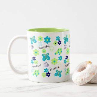Grateful I Thankful I Blessed Fun Blue Green Mug