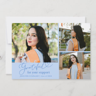 Grateful Icy Blue Multi Photo Graduation Announcement