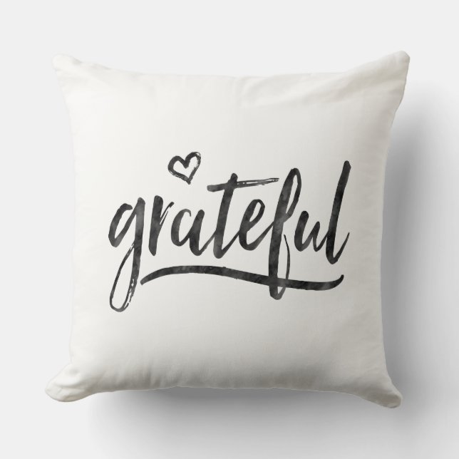 Grateful Minimalistic Custom Background Colour Throw Pillow (Front)