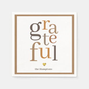 Grateful Modern Typography Thanksgiving Napkin