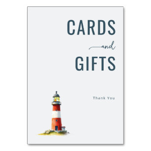 Grateful Navy Minimalist Lighthouse Table Number