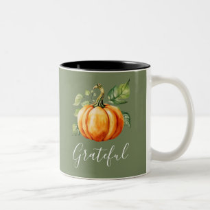 Grateful Orange Pumpkin Moss Green  Two-Tone Coffee Mug
