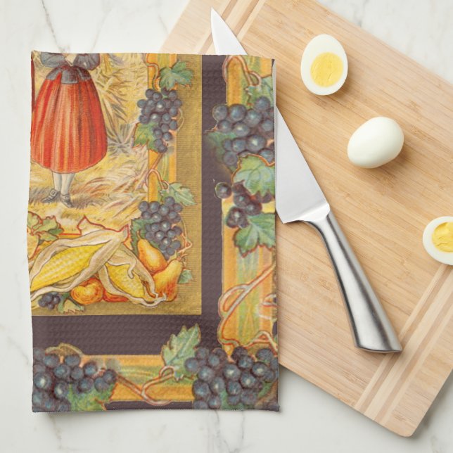 Grateful Pilgrims Thanksgiving Kitchen Towels (Quarter Fold)