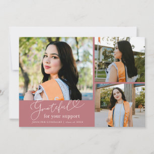 Grateful Pink Multi Photo Graduation Announcement