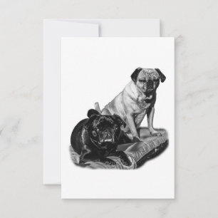 Grateful Pugs, Shaded Thanks Thank You Card