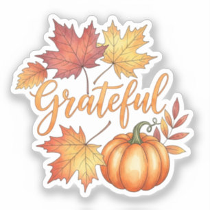 Grateful Pumpkin & Autumn Leaves