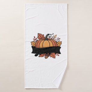Grateful Pumpkin Autumn Leaves Design Classic T-Sh Bath Towel