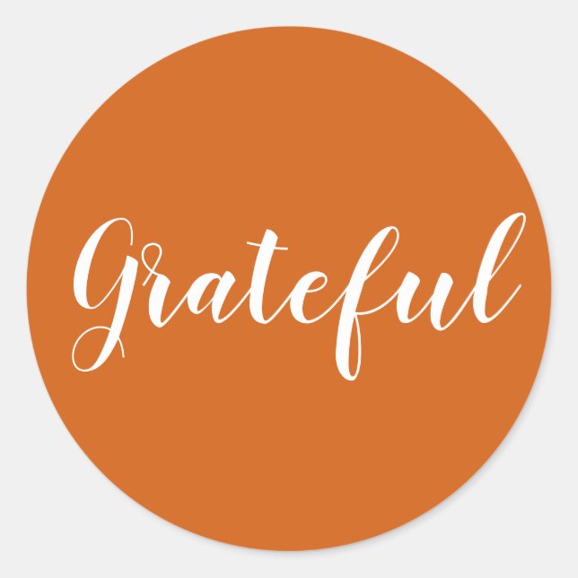 Grateful pumpkin spice modern script thanksgiving classic round sticker (Front)