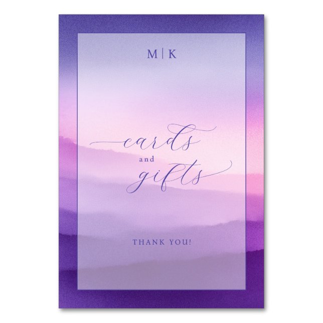 Grateful Purple Gradient Cursive Thank You Card (Front)