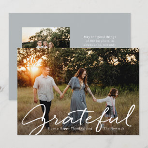 Grateful Script Thanksgiving Photo Cards