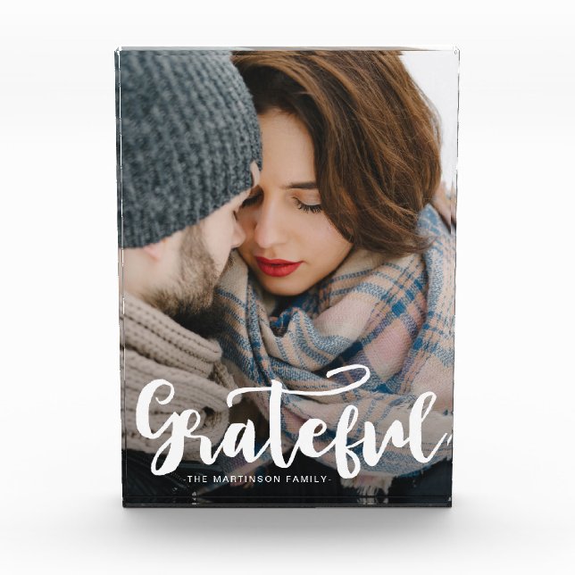 Grateful Script with Name Photo Block (Front)