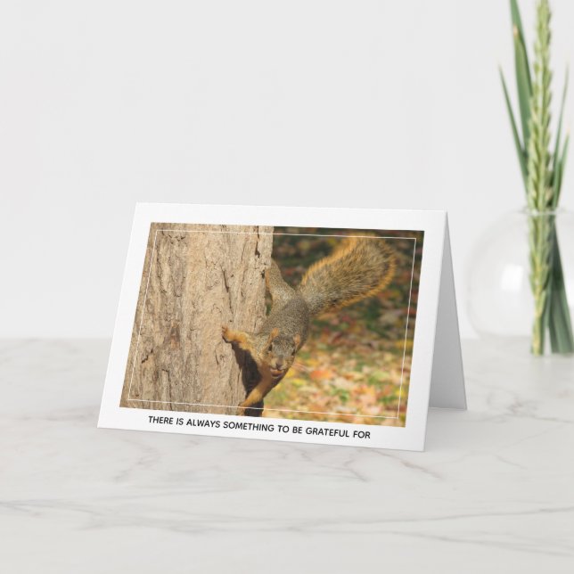 Grateful Squirrel Blank Note Card (Front)