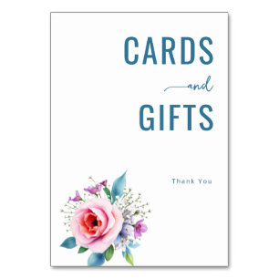 Grateful Teal Watercolor Floral Table Number
