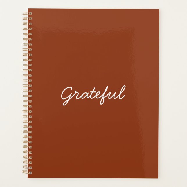 Grateful terracotta custom casual script modern planner (Front)