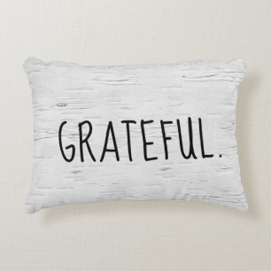 GRATEFUL Text On Birch Tree  Accent Pillow