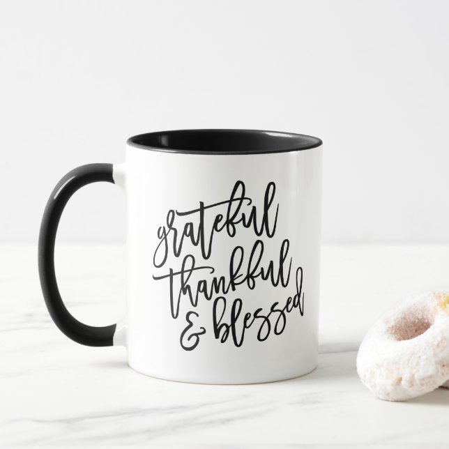 Grateful, Thankful, and Blessed Mug (With Donut)