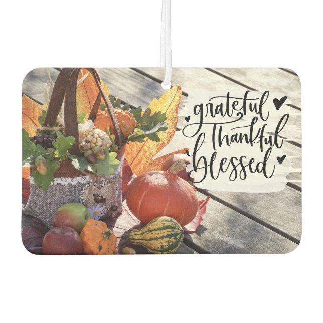 Grateful Thankful Blessed Autumn Gourds Air Freshener (Front)