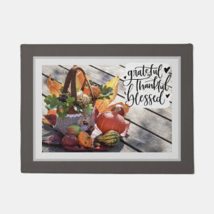 Grateful Thankful Blessed Autumn Inspirational Doormat