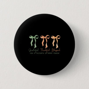 Grateful Thankful Blessed Christian Fall Thanksgiv 2 Inch Round Button