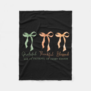 Grateful Thankful Blessed Christian Fall Thanksgiv Fleece Blanket