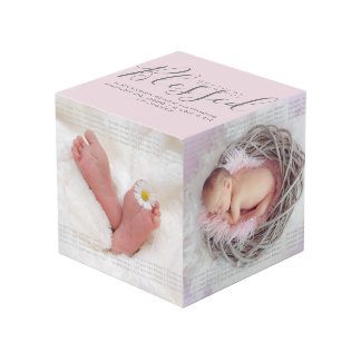 Grateful, Thankful, Blessed Custom Name & 4 Photos Cube