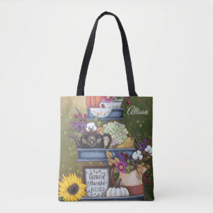 Grateful, Thankful, Blessed Customized Tote Bag