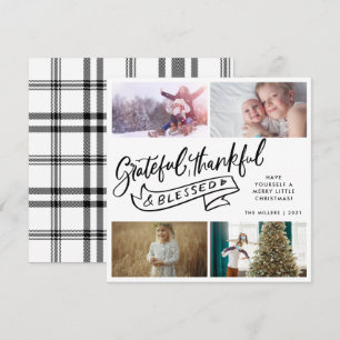 Grateful Thankful Blessed Family Photo Christmas Holiday Card