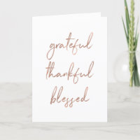 Grateful Thankful Blessed | Faux Rose Gold Script