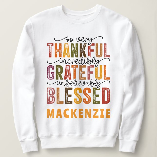 Grateful Thankful Blessed Funny Women's Basic Sweatshirt (Design Front)