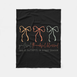 Grateful Thankful Blessed God's Faithful Christian Fleece Blanket