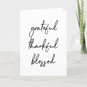 Grateful Thankful Blessed   Handwritten Script Thank You Card