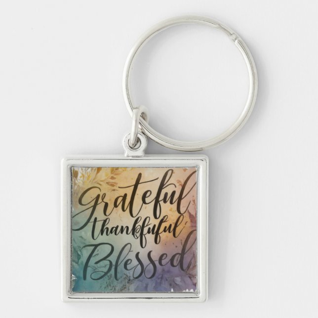 Grateful, Thankful, Blessed Keychain (Front)
