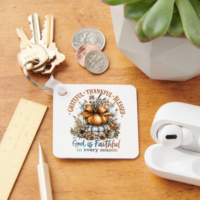 Grateful Thankful Blessed Keychain (Desk)