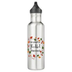 Grateful Thankful Blessed Leaves Fall Christian 710 Ml Water Bottle