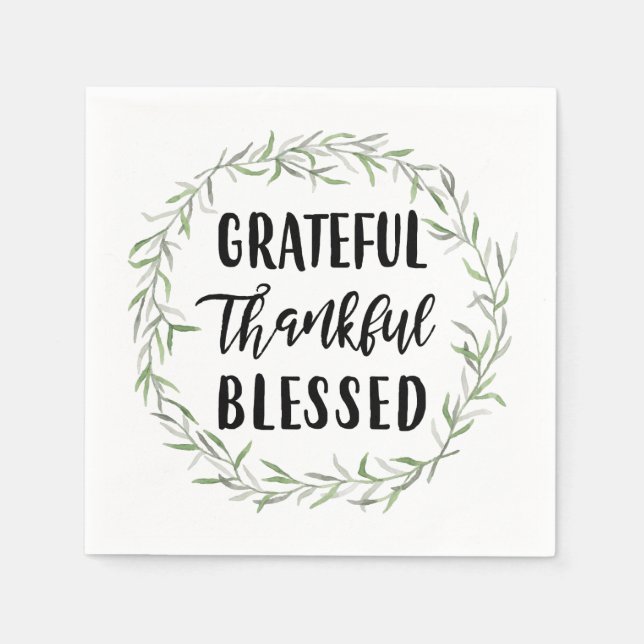Grateful, Thankful, Blessed Napkin (Front)