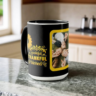 Grateful, Thankful, Blessed Photo Mug