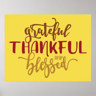 Grateful Thankful Blessed Poster