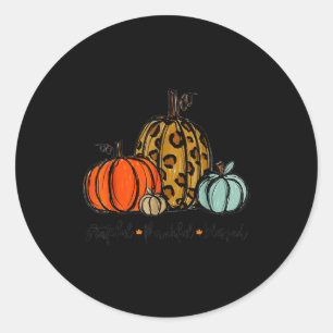 Grateful Thankful Blessed Pumpkin Thanksgiving Aut Classic Round Sticker