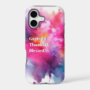 Grateful. Thankful. Blessed. Splashes iPhone case