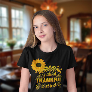 Grateful, Thankful, Blessed Sunflower T-Shirt