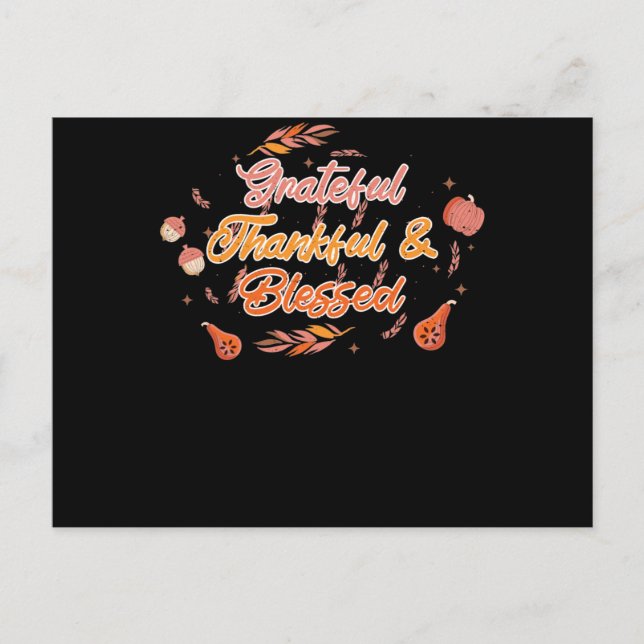 Grateful Thankful Blessed Thanksgiving Fall Time Postcard (Front)