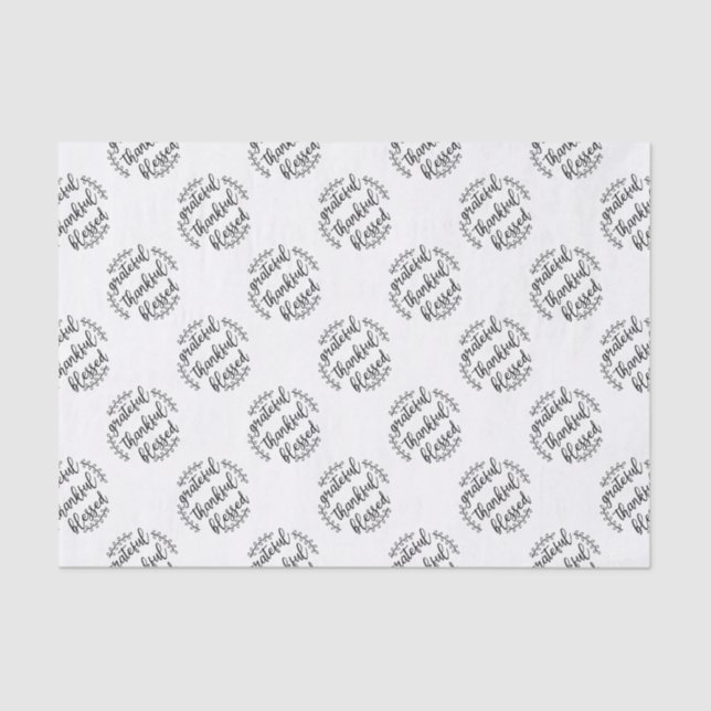 Grateful Thankful Blessed Tissue Paper (Front)