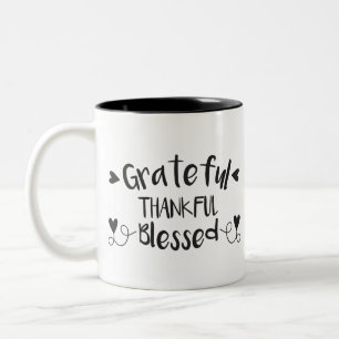Grateful Thankful Blessed Two-Tone Coffee Mug