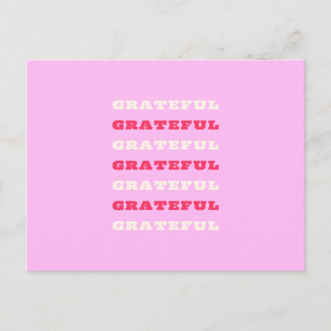 Grateful, Thankful, Gratitude Quote, Pink, Holiday (Front)