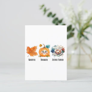 Grateful Thankful Justice Served - Lawyer Quote Postcard