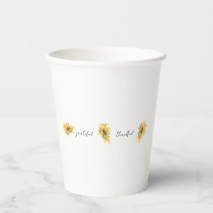 Grateful Thankful Sunflower  Paper Cups
