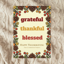 Grateful Thanksgiving greetings retro design