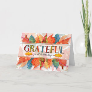 Grateful Thanksgiving Watercolor Leaves Holiday Card