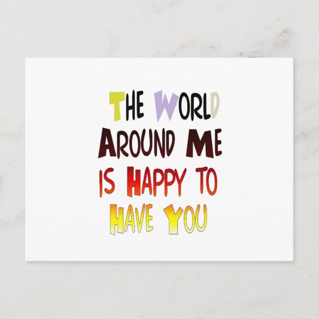 Grateful to Have You In My World with gratitude Postcard (Front)