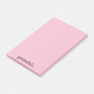 grateful typography pastel pink post-it notes